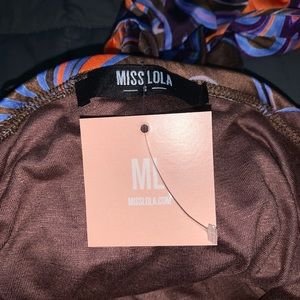 MISS LOLA COLORFUL MINI BODYCON NECK TIE DRESS